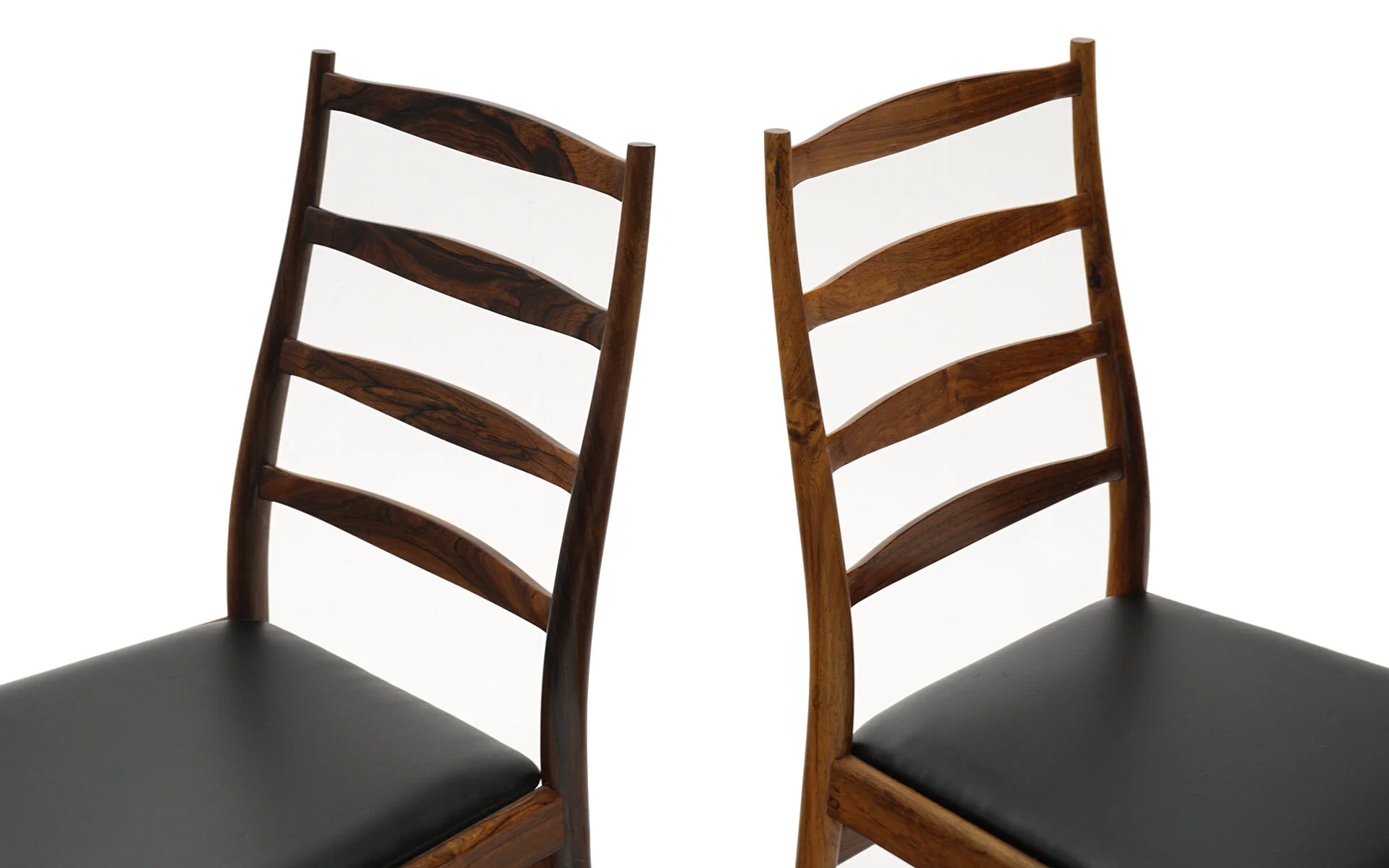 Six Danish Modern Rosewood Ladder Back Dining Chairs by Arne